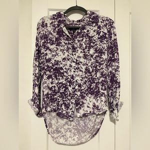 Urban Outfitters Purple and White Paint Splatter Button Up
